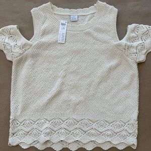 Cream Knit Cold Shoulder Top by Linder